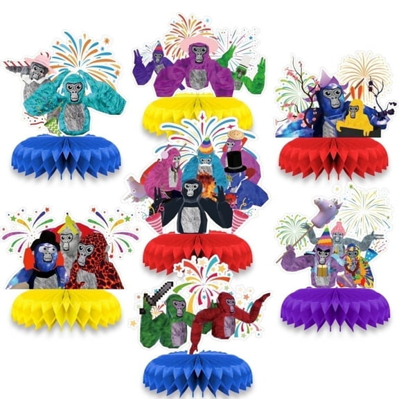 Cartoon Style Birthday Party Decorations Supplies  3D Double Side Honeycomb Centerpieces Table Toppers.