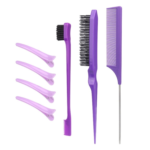 7pcs Hair Clip Teasing Hair Brushes Salon Teasing Brush Double Sided Hair Edge Brush Smooth Comb Grooming Tail Combs