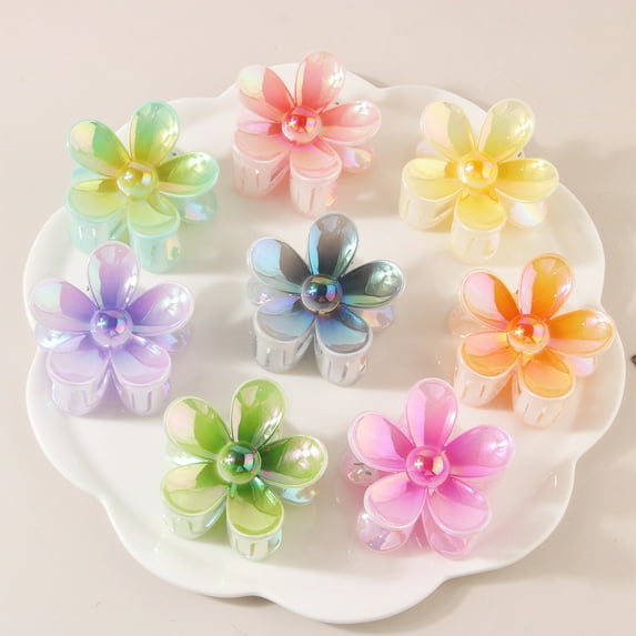 7pcs Hawaiian Flower Claw Hair Clips for Thick Hair, Tropical Flower Hair Clips Floral Hair Clip Plumeria Clips Hibiscus Hair Clip Plumeria Hair Clip Summer Beach Hair Accessories For Women Girl