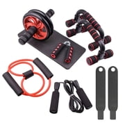 7pcs Home Gym Fitness Training Equipment,Complete Ab Workout Set With Push-Up Stand,Ab Wheel,Mini Mat,Resistance Band,Wristband,Jump Rope And Hand Gripper,Fitness Equipment Suitable For Full-Body