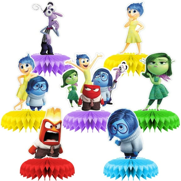 7pcs Inside Out Theme Cartoon style 3D Double Side Honeycomb Centerpieces Table Toppers, Birthday Party Decorations Supplies for kids.