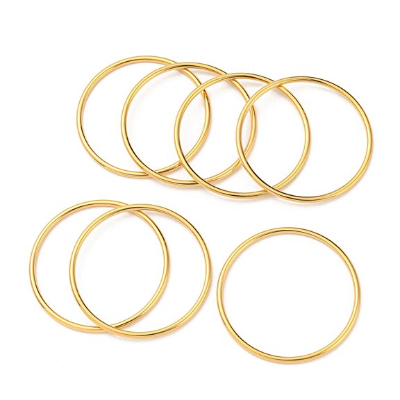 7pcs Ion Plating(IP) 304 Stainless Steel Polishing Plain Bangles Kit Real 18K golden Plated 1/8 inch(0.3cm) Inner Diameter: 2-3/8 inch(6cm)