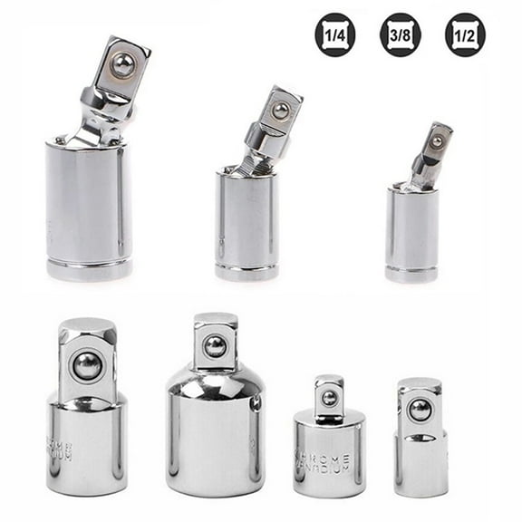 7pcs Joint Socket Adapter and Reducer Set, 1/4 3/8 and 1/2 Inch Socket Set, Impact Wrench Adapter, Mechanic Tools, Socket Adapters