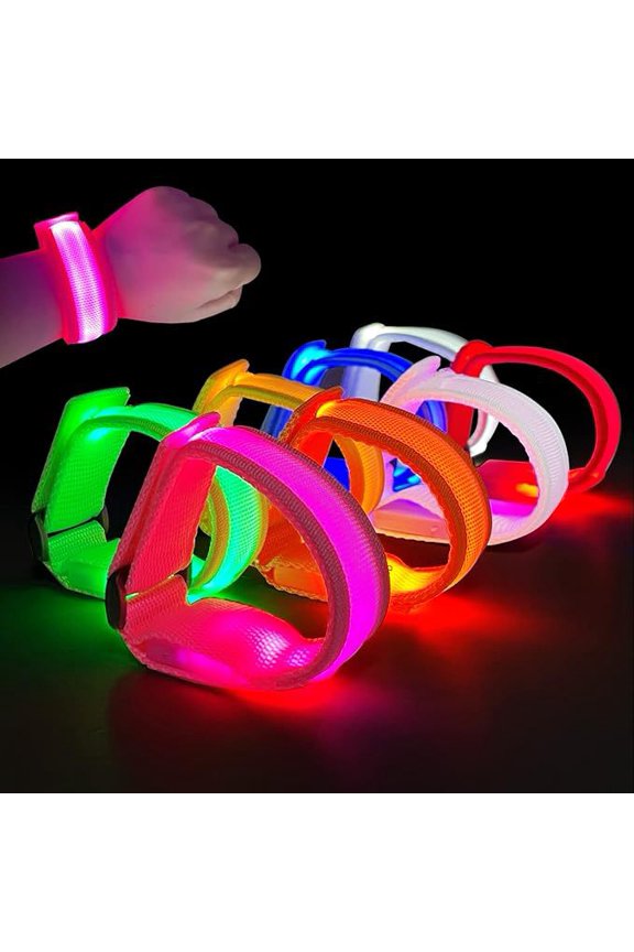 7pcs LED Light Up Bracelets Glow Flashing Wristbands Glow in The Dark Party Supplies for Wedding, Raves, Concert, Camping,Sporting Events, Party
