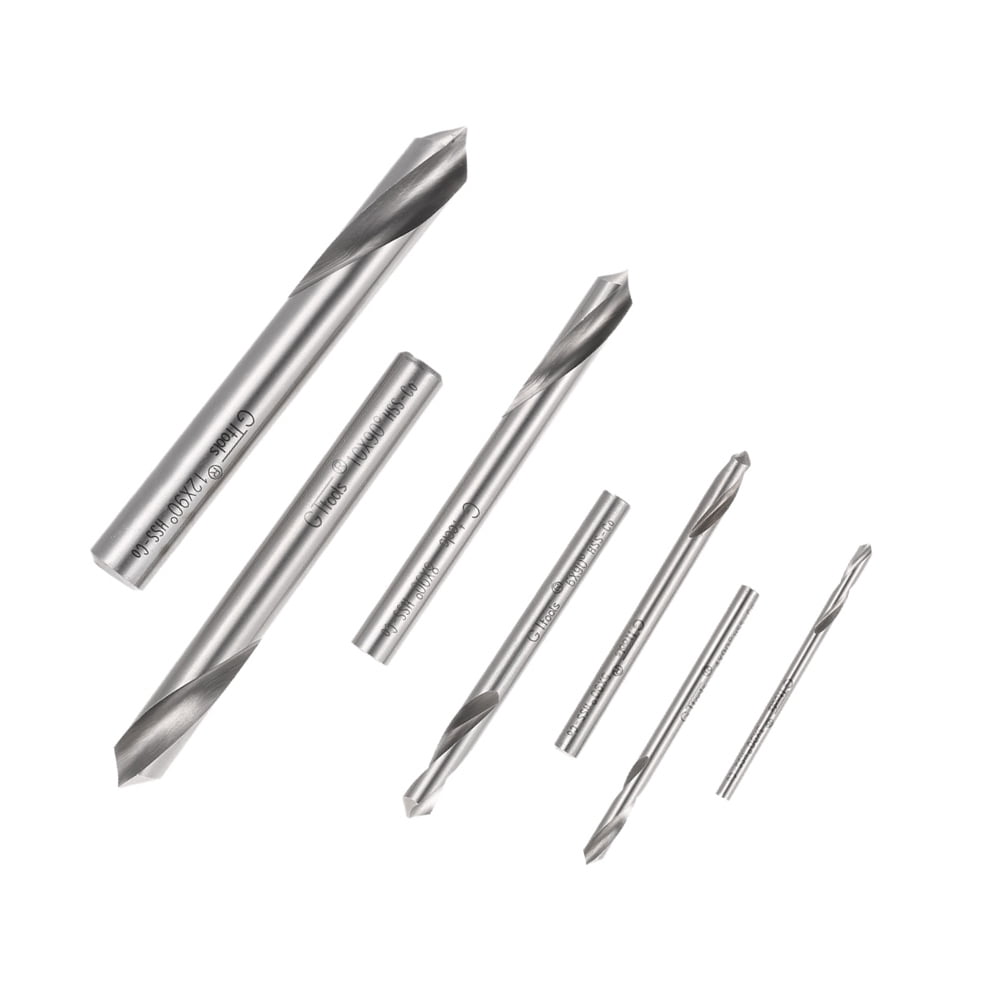 7pcs M42 HSS High Speed Steel Cobalt Spotting Drill Bits Set Round Shank 90 Degree Drilling Chamfering Tool