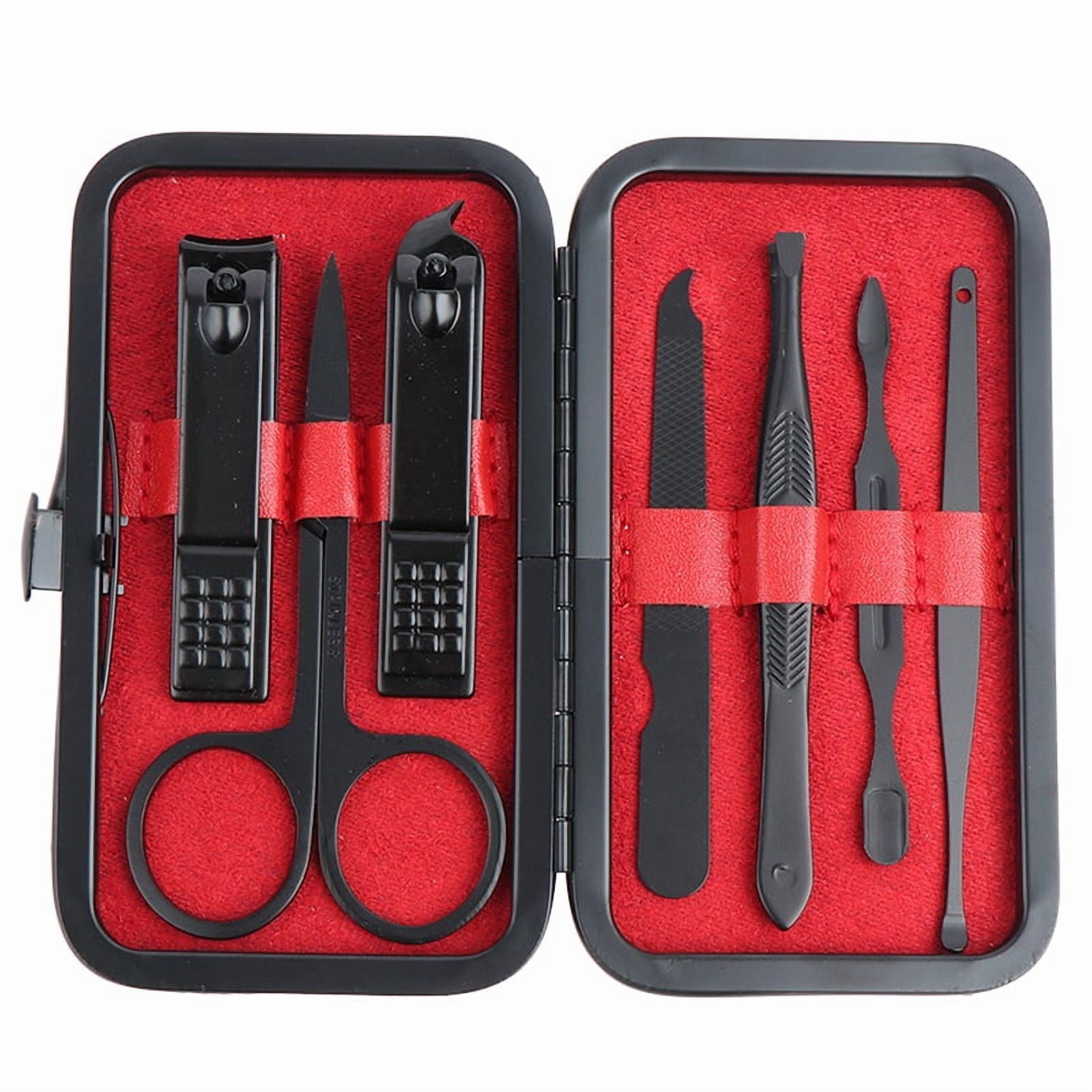 7pcs Manicure Set Kit Pedicure Scissor Tweezer Ear Pick Utility Nail Clipper Stainless Steel Nail Care Tool Sets