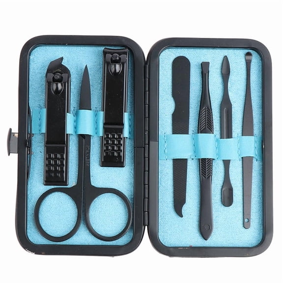 7pcs Manicure Set Kit Pedicure Scissor Tweezer Ear Pick Utility Nail Clipper Stainless Steel Nail Care Tool Sets