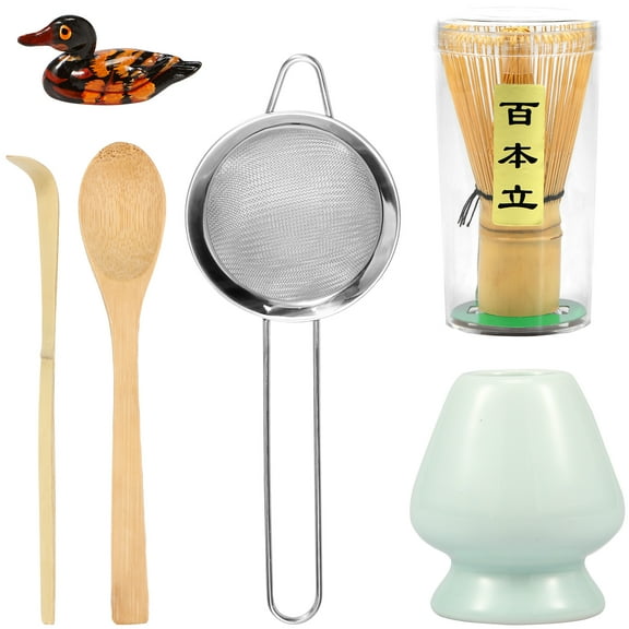 7pcs Matcha Whisk Set Reusable Matcha Making Kit Portable Japanese Matcha Tea Set with Handmade Whisk Wood Tea Scoop Matcha Scoop Whisk Holder Scoop Holder Matcha Sifter for Tea Lovers
