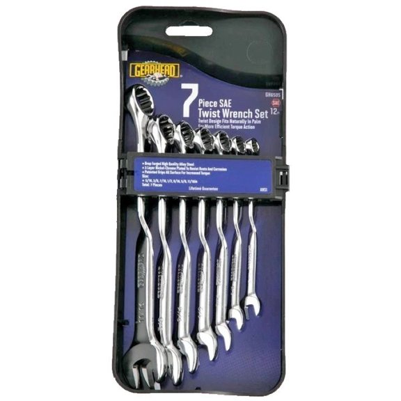 7pcs Mechanics Tool SAE Standard Twist Handle Combination Wrench Set - 5/16 Thru 11/16"