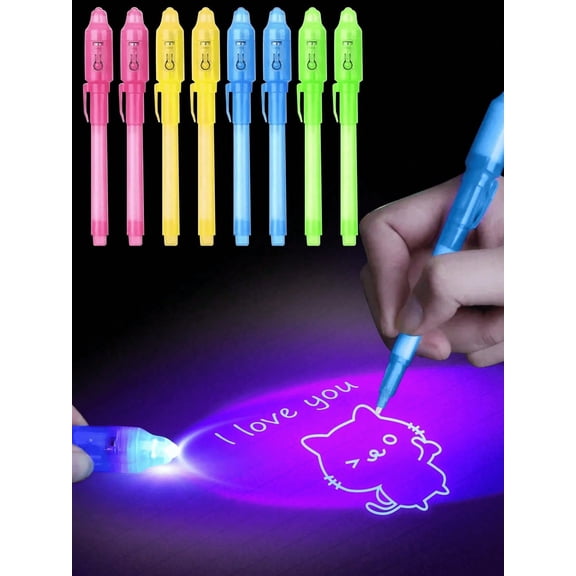 7pcs Multi Function Invisible UV Fluorescent Marker Pen LED Electronic Blacklight Counterfeit Bill Detector Pen Creative