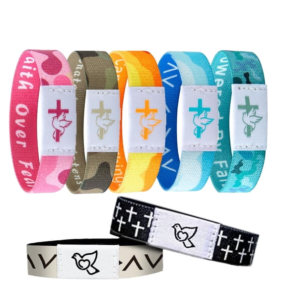 7pcs NFC Bible Verse Bracelet, Christian Inspirational Wristband Gift for Men Women Teens, Religious Friendship Accessory - God Is Love