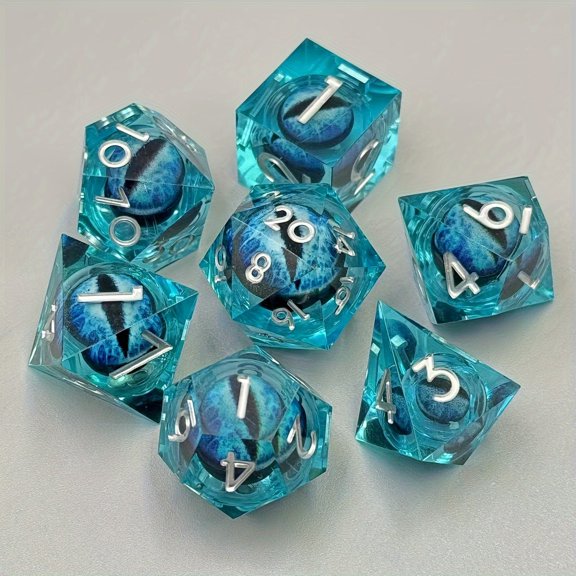 7pcs New Dragon King'S Eye Faceted Dice Set Resin Digital Dice Running Group Table Game Party Game Additions Dragon King Series D4 D6 D8 D10 D12 D20