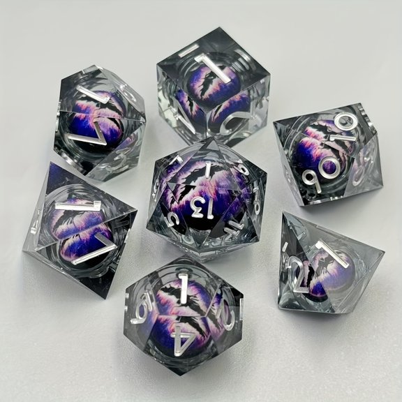 7pcs New Dragon King'S Eye Faceted Dice Set Resin Digital Dice Running Group Table Game Party Game Additions Dragon King Series D4 D6 D8 D10 D12 D20