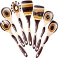 thumbnail image 1 of 7pcs Pakkawood Kitchen Utensils Set For Cooking  Wooden Spoons Safe Eco-friendly Non-stick Utensil Cookware Housewarming Gifts Brown, 1 of 7