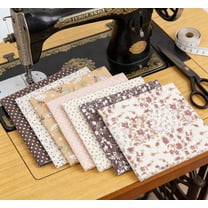 7pcs Patchwork Fabric Bundle - Quilting Squares for DIY Sewing, Soft Craft Fabric Pieces, Perfect for Quilt Making & Handicrafts, Assorted Color Fabric Set for Crafters, Coffee, 9.84*9.84in