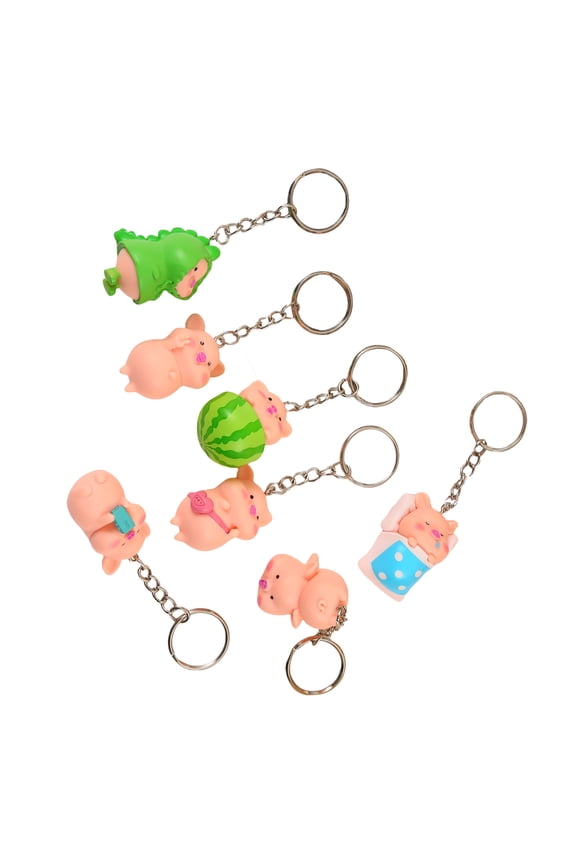 7pcs Piggy Shaped Keychain Decorative Shaped Keyring Bag Pendant Accessory Handbag Decoration