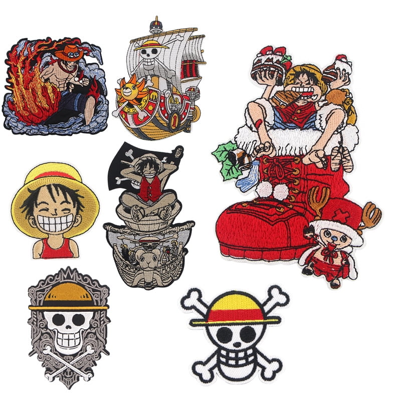 7pcs Pirate King Anime Cartoon Cloth Patch Embroidery Cloth Japanese ...