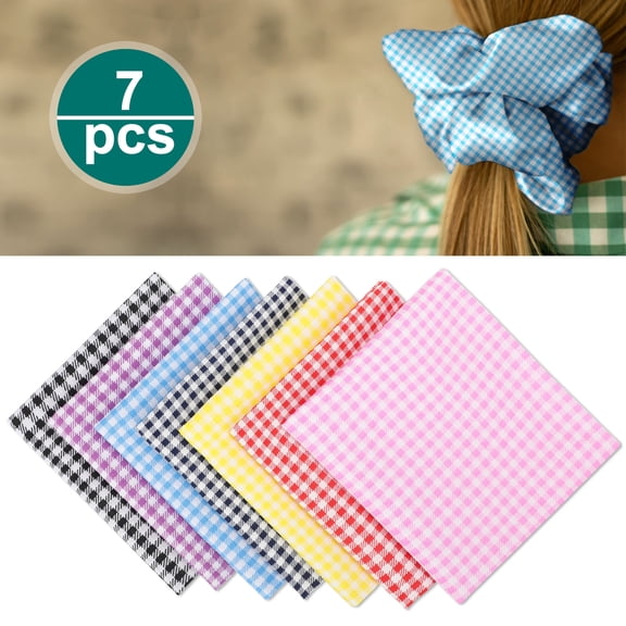 7pcs Plaid Precut Quilting Fabric Squares, EEEkit 20 x 20'' Cotton Fabric Bundles for Sewing & Crafts