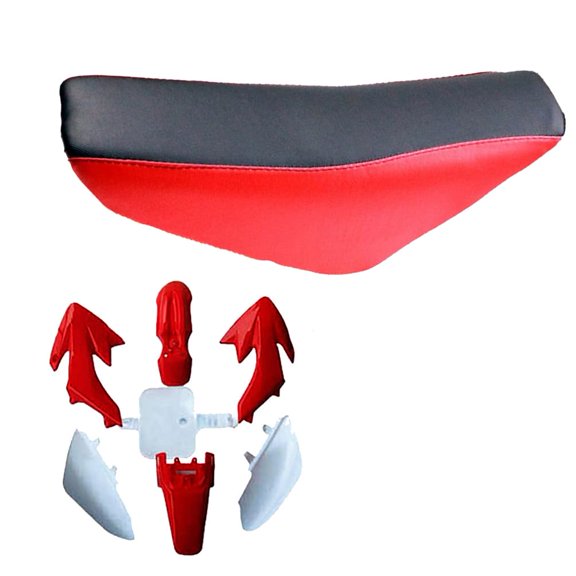 7pcs Plastics Fender Fairings Kit with Red Tall Seat for CRF50 XR50 110cc 125cc Atomik Dirt Bike Pit Bike Offroad Motorcycle SSR SDG Coolster