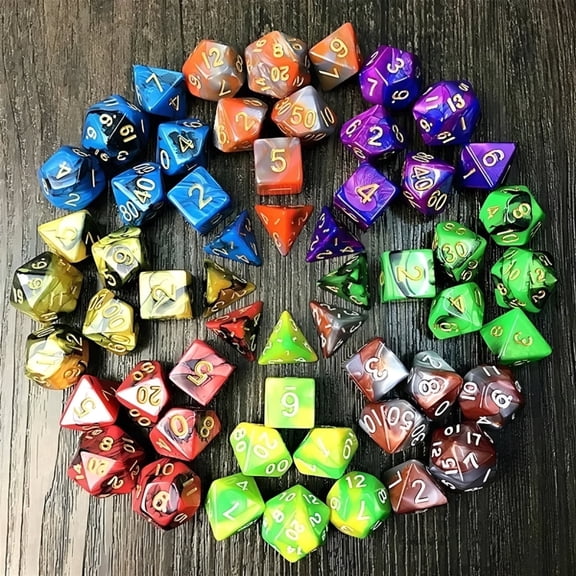 7pcs Polyhedral DND Dice Set, for DND RPG Dungeon and Dragons Table Board Roll Playing Games, Yellow&Green