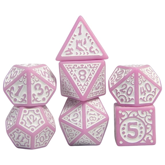 7pcs Polyhedral DND Dice, for RPG,Role Playing Table Board Game, Pink