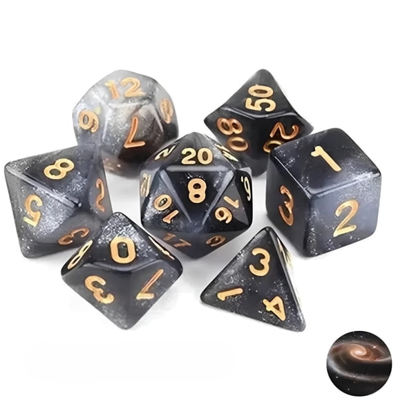 7pcs Polyhedral Galaxy Style DND Dice, for Dungeons and Dragons,RPG,Role Playing Table Game, Blue&White
