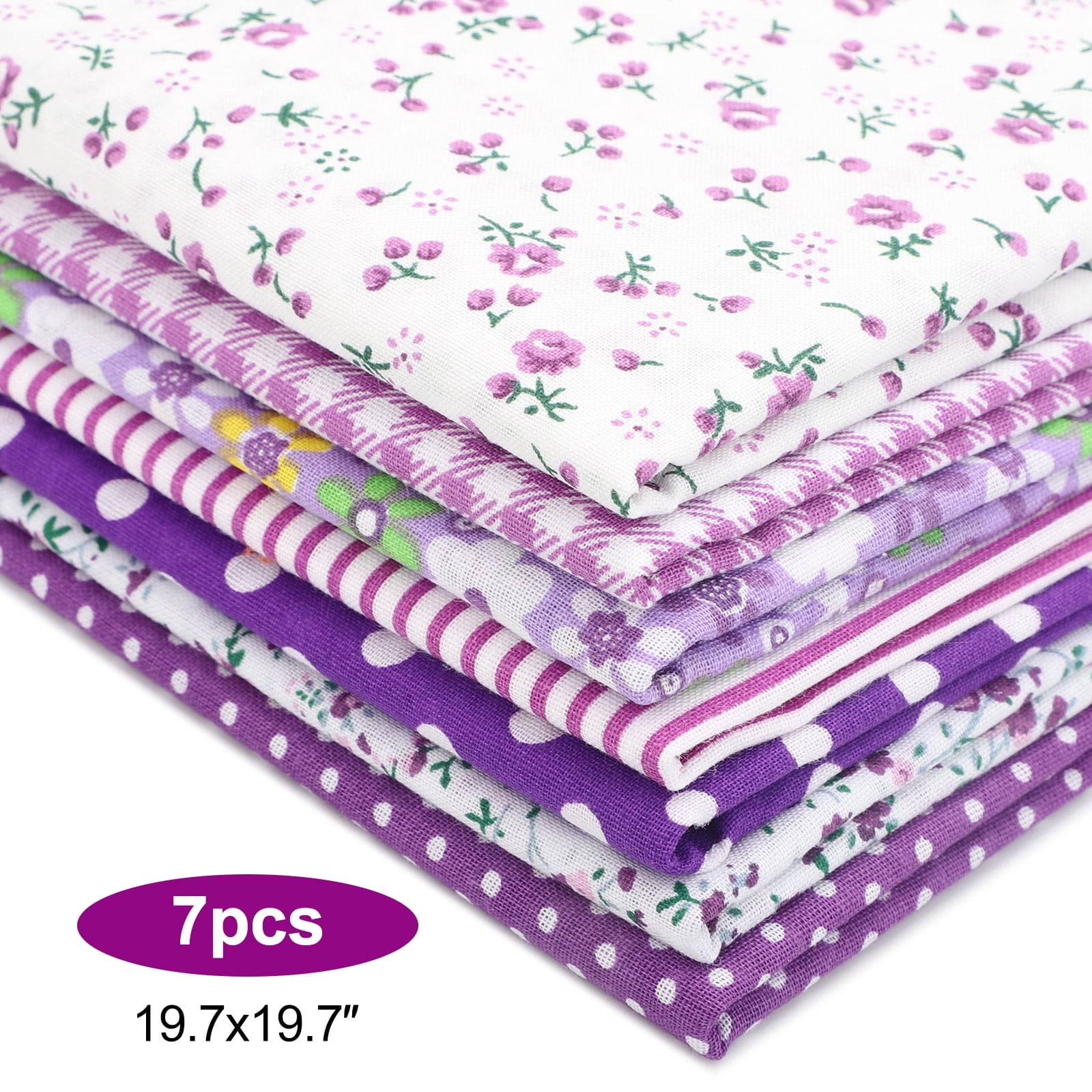 7pcs Pre-cut Floral Cotton Fabric Squares, EEEkit 20 x 20'' DIY Sewing Fabric Bundles for Quilting, Sewing, Patchwork & DIY Crafts