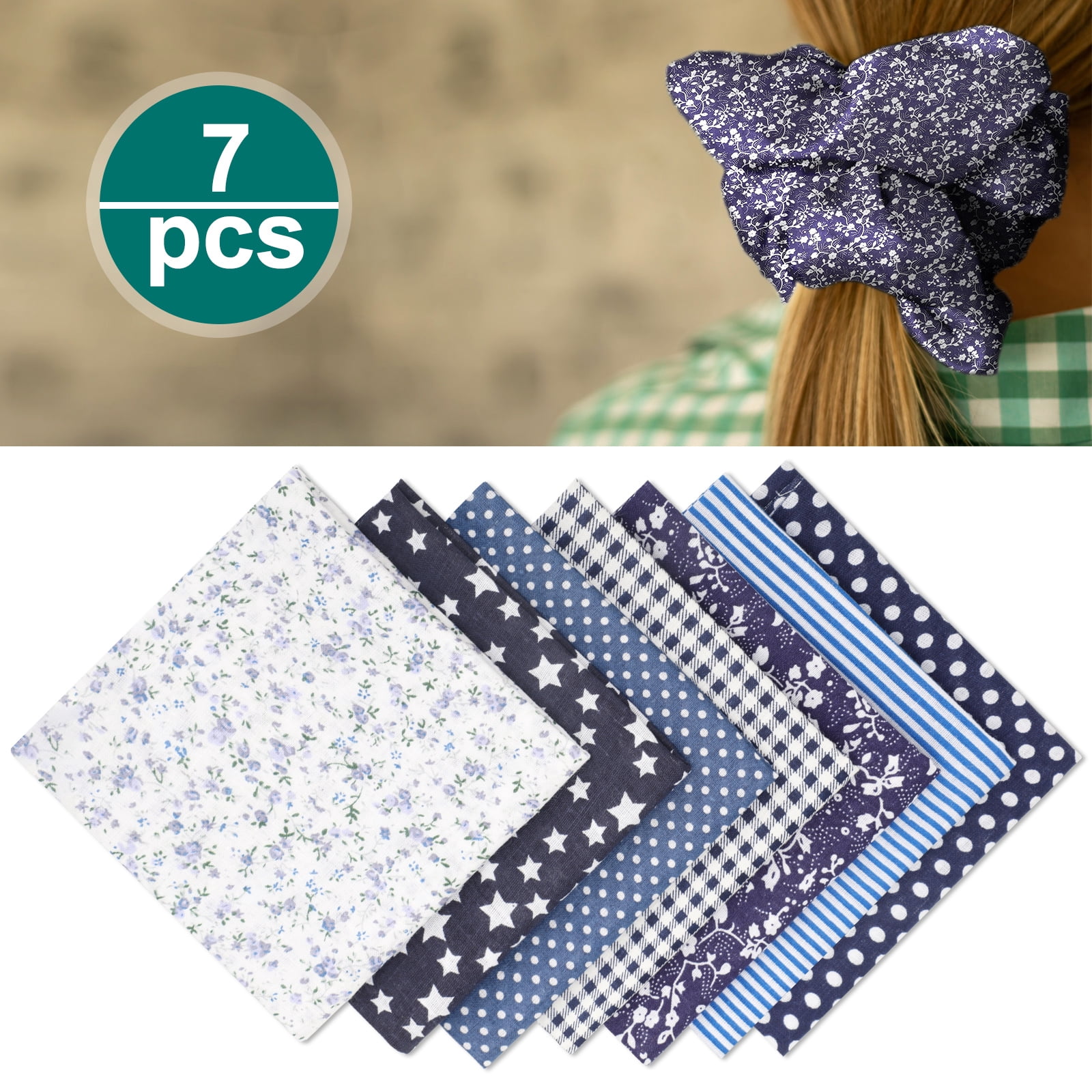 7pcs Pre-cut Floral Cotton Fabric Squares, EEEkit 20 x 20'' DIY Sewing Fabric Bundles for Quilting, Sewing, Patchwork & DIY Crafts