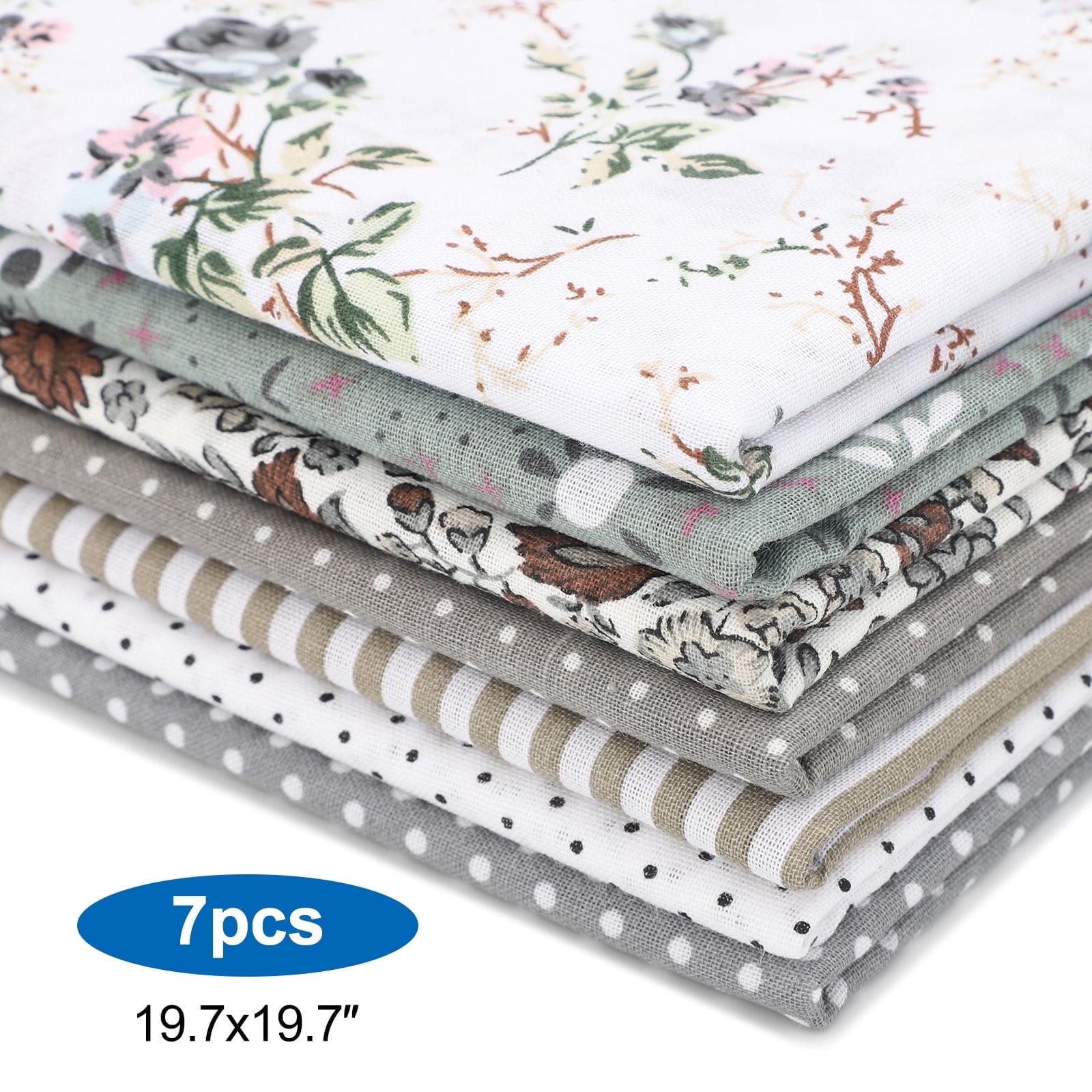 7pcs Pre-cut Floral Cotton Fabric Squares, EEEkit 20 x 20'' DIY Sewing Fabric Bundles for Quilting, Sewing, Patchwork & DIY Crafts