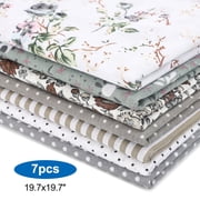 7pcs Pre-cut Floral Cotton Fabric Squares, EEEkit 20 x 20'' DIY Sewing Fabric Bundles for Quilting, Sewing, Patchwork & DIY Crafts