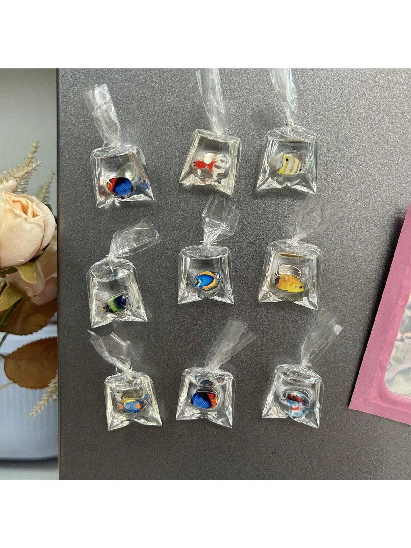 7pcs Realistic Water Bag Fish Fridge Magnets, Cartoon Ocean Tropical ...