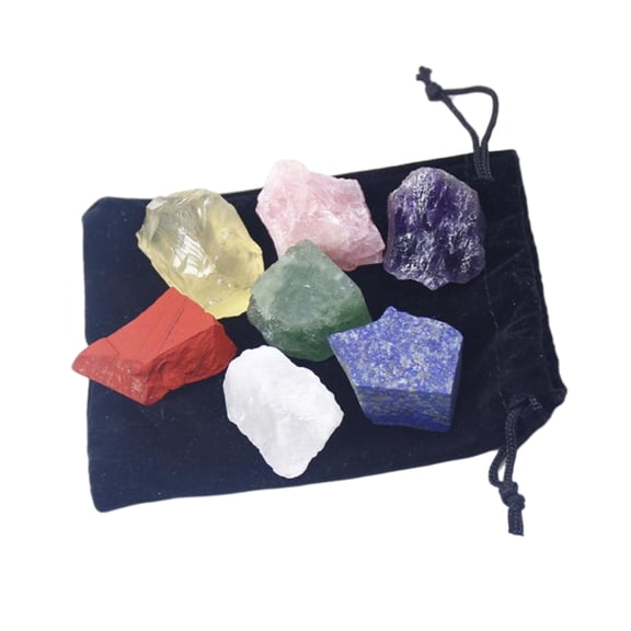 7pcs Rough Stone Mix Large Natural Crystals for Tumbling, Cabbing, Polishing, Wire Wrapping Heal Crystals - 3-5cm