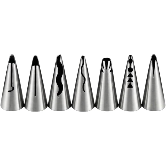 7pcs Russian Ruffle Piping Tips Set - Stainless Steel Pleated Skirt Iceing Nozzles for Cake Decorating, Bobbi Skirt & Flower Frosting Tips for Cupcake, Baking Supplies with Storage Box