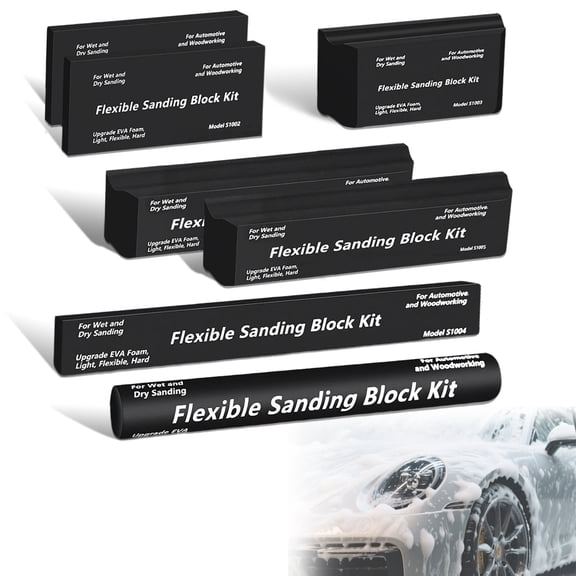7pcs Sanding Block Kit, Auto Body Sanding Block Set, Flexible Hand Sanding Block Set, Wet Dry Sanding Blocks Auto Body for Automotive Bodywork