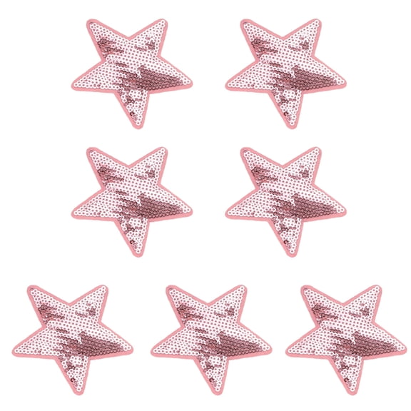 7pcs Sequined Star Patches Sewing/Stick On Fabric Popular Garment Accessories For Creative Craft Project Decors