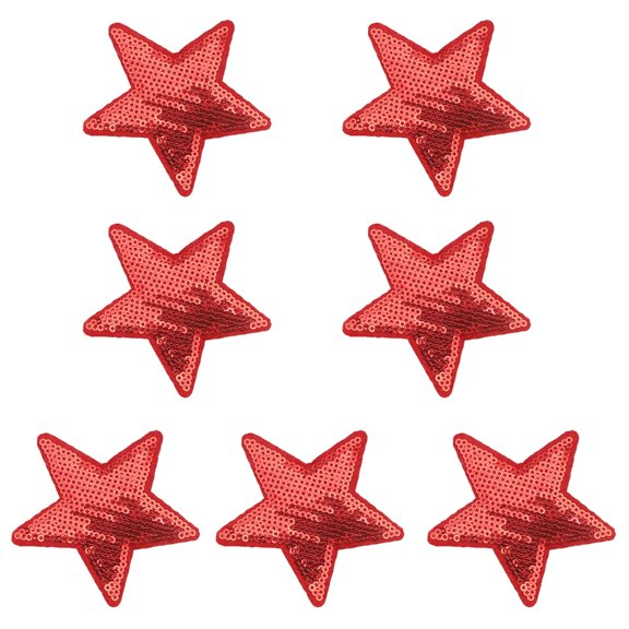 7pcs Sequined Star Patches Sewing/Stick On Fabric Popular Garment Accessories For Creative Craft Project Decors