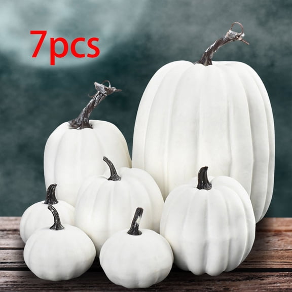 7pcs artificial pumpkins for Halloween decorations, autumn Halloween and Thanksgiving decorations, pumpkin-shaped ornaments for living room cabinets