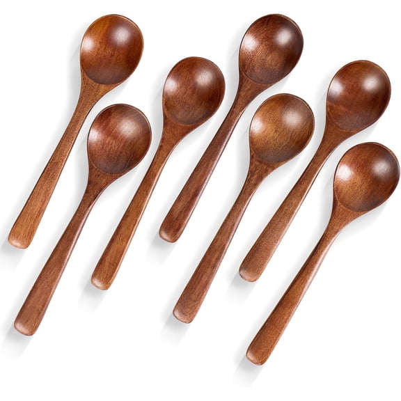 7pcs Small Mini Wooden Spoons for Eating Wood Spoons for Eating Teaspoons Tea Stirring Coffee