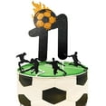 7pcs Soccer Fire Cake OIF8 Topper for 11 Years Old Boy's Party Supply