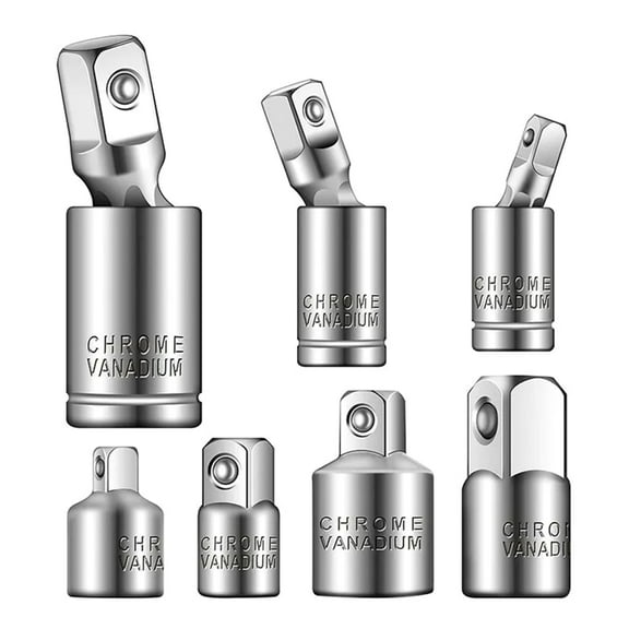 7pcs Socket Adapters Set Universal Joint Ratchet Accessories Corrosion Resistant for 1/2 3/8 1/4 Drive Socket & Spanners