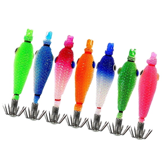 7pcs Squid Jig 5.5cm Glow Jig Hook Glow Squid Jig Saltwater Hard Baits