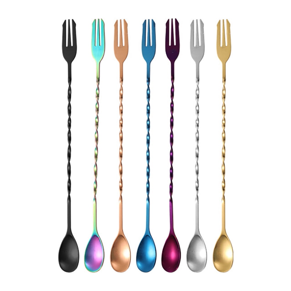 7pcs Stainless Steel Stirring Spoons Durable Mixing Spoons Long Handle