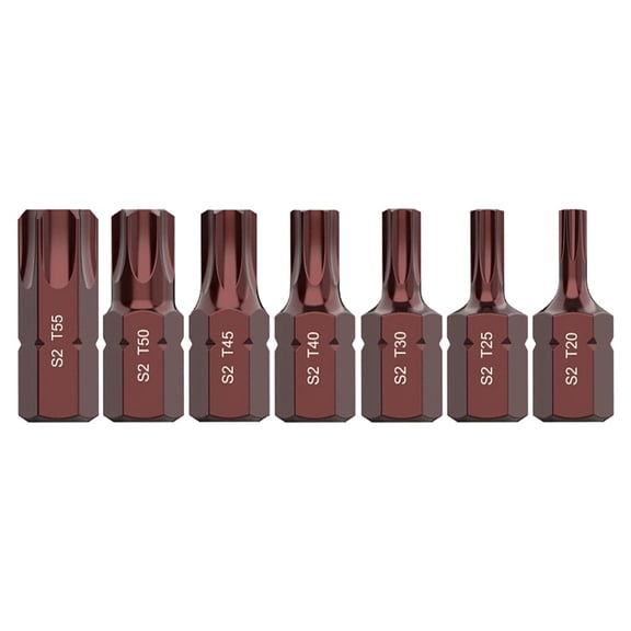 7pcs T20-T25 Star Screwdriver Bit 10mm Hex Shank For Screwdriver Head