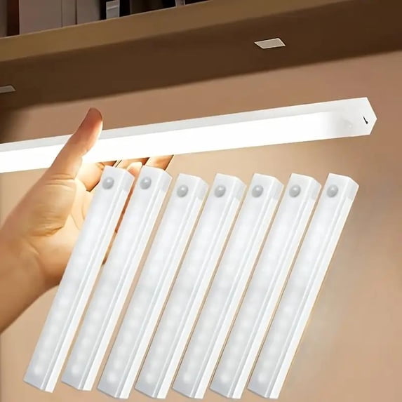 7pcs Wireless Motion Sensor LED Strip Lights, Under Cabinet Lighting for Kitchen Bedroom Closet Stairs Hallway, 20/30cm, Rechargeable