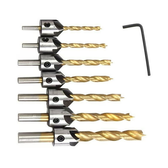 7pcs Woodworking Drill Bit Set Pilot Screw Holes Countersink Tool 3/4/5/6/7/8/10mm TAPDRA Accessory Part