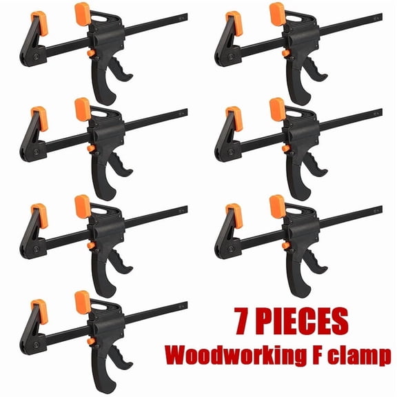 7pcs Woodworking Quick Clamps - Easy One-Hand Operation, 4-Inch Mini Ratchet Clamp with Dual Orange Trigger Handles, Metal Structure, Suitable for Crafts and Wood Glue, Carpentry Tools