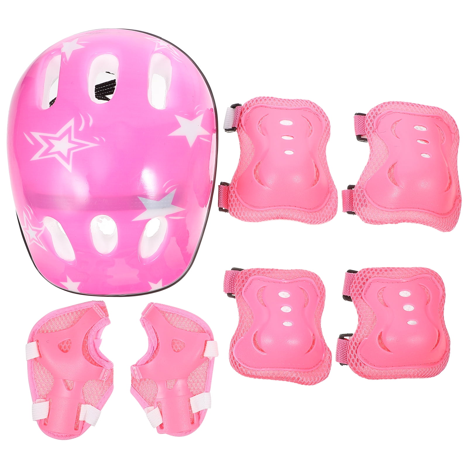 7pcs in 1 Kids Bike and Pads for 3-12 Years Boys Girls Toddler for Cycling Skating Scooter Inline Skating-Pink