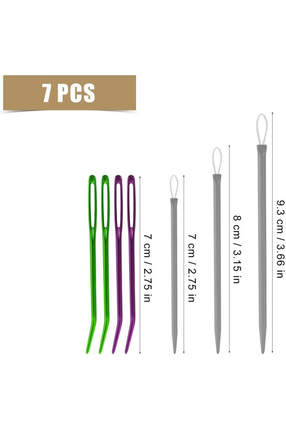 7pcsLarge-Eye Blunt Needles, Stainless Steel Yarn Darning Needle Tapestry Needle Wool Needle Macrame Needle Sewing Knitting Needles for Crochet Projects (3 Styles)