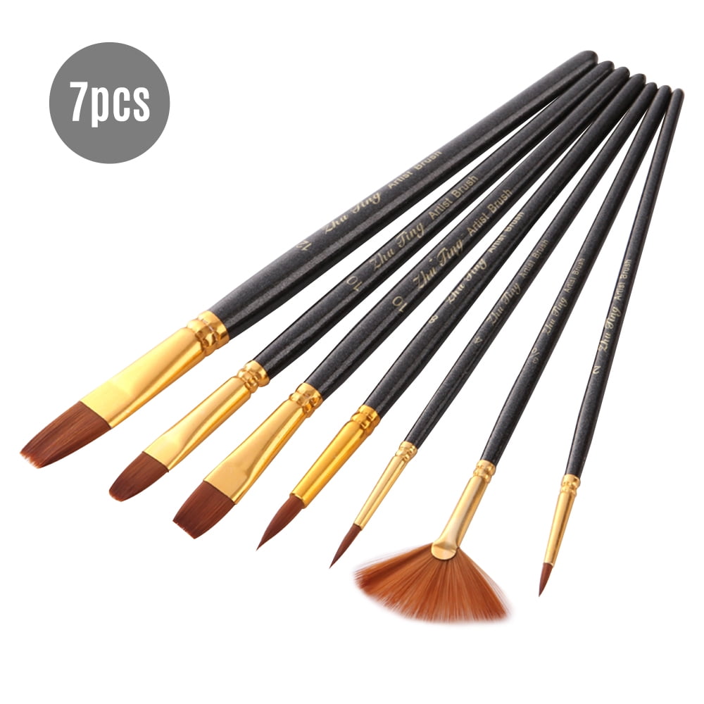 7pcs/set Art Paint Brushes Set Round & Flat & Filbert & Fan Tips  Professional Drawing Paintbrushes Nylon Hair Wooden Handle for Watercolor  Acrylic Oil Gouache Face Body Painting for Artists Adults Stu 