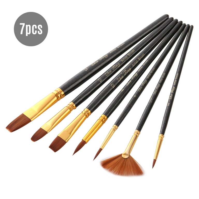 12 Pcs Paint Brushes Watercolor Brushes Oil Paint Brushes Flat Painting  Brushes Wooden Art Artist Supplies Nylon Hair Detail 